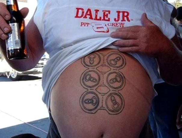 6 packs beer tattoo on stomach funniest tattoos ever