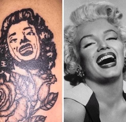 Marylyn Monroe Portrait Tattoo Fail