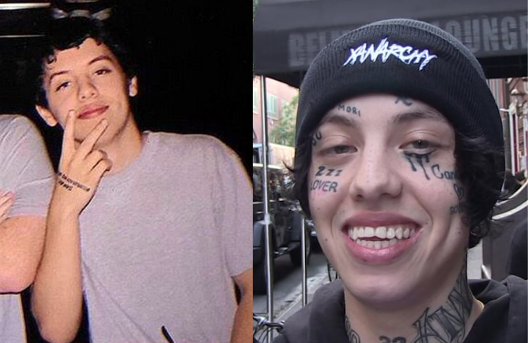 Lil Xan before and after he got his tattoos